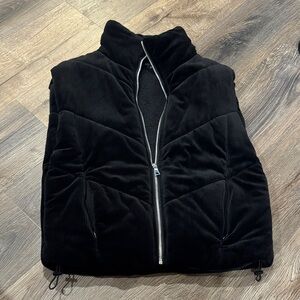 Black Puffer Vest Jacket - Women's Quilted Corduroy